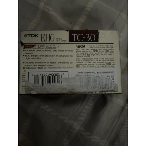 TDK TC-30 Extra High Grade Camcorder Recording Tape New Sealed - Picture 2 of 4
